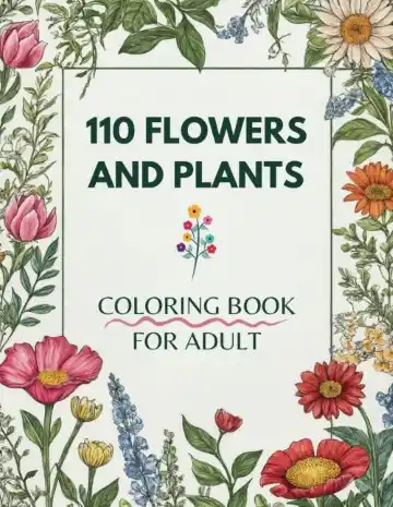 110 Flowers and Plants Coloring Book for adult